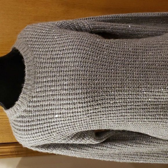 Calvin Klein nwt silver sequins grey sweater warm - Picture 1 of 6